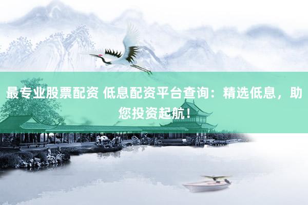 最专业股票配资 低息配资平台查询：精选低息，助您投资起航！