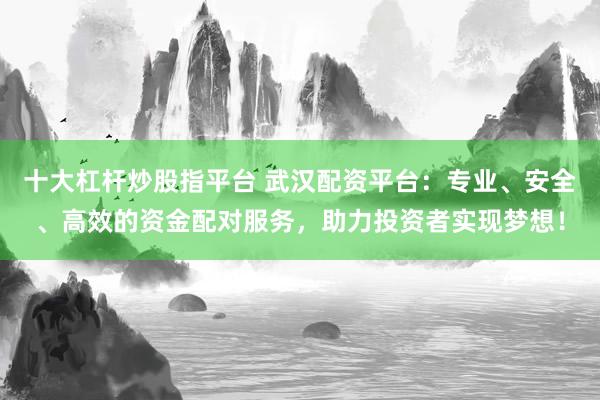 十大杠杆炒股指平台 武汉配资平台：专业、安全、高效的资金配对服务，助力投资者实现梦想！