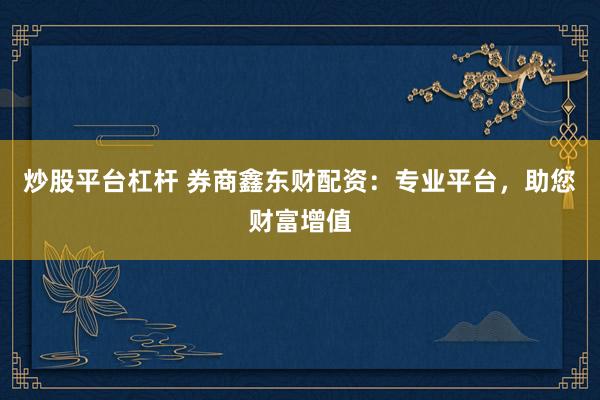 炒股平台杠杆 券商鑫东财配资：专业平台，助您财富增值