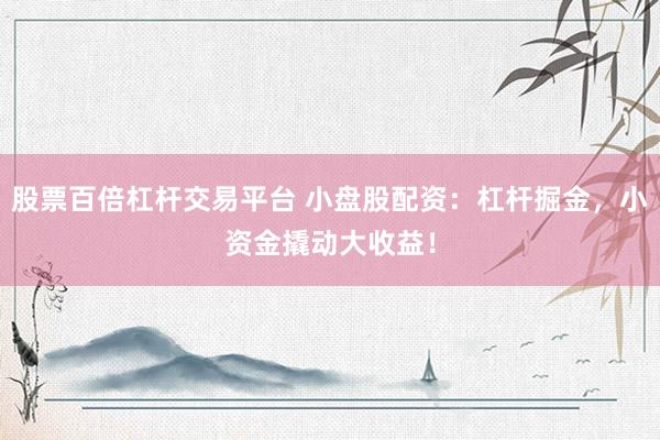 股票百倍杠杆交易平台 小盘股配资：杠杆掘金，小资金撬动大收益！