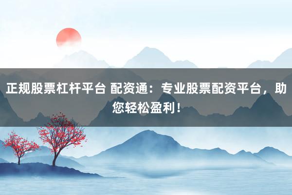 正规股票杠杆平台 配资通:专业股票配资平台,助您轻松盈利!