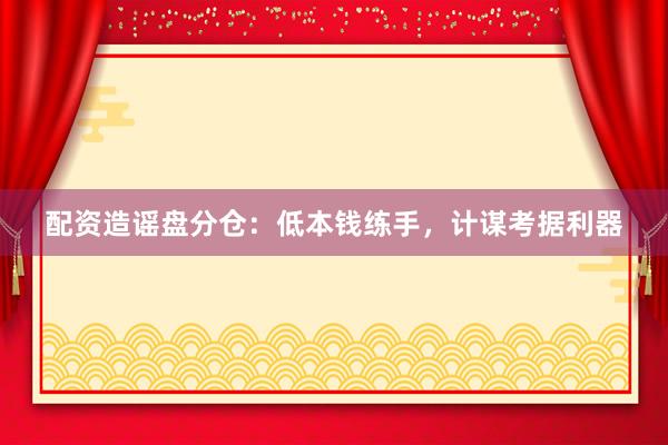 配资造谣盘分仓：低本钱练手，计谋考据利器