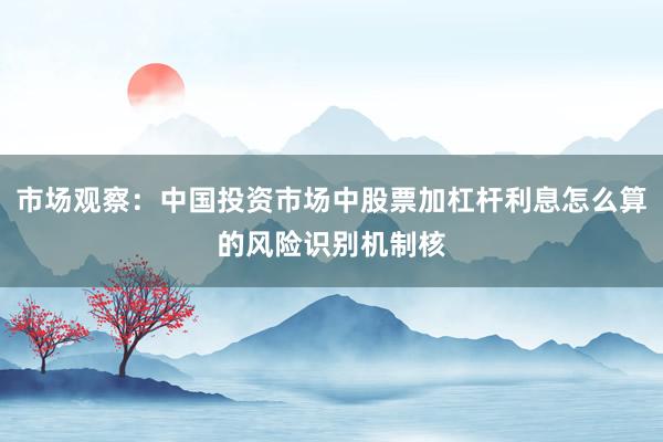 市场观察：中国投资市场中股票加杠杆利息怎么算的风险识别机制核