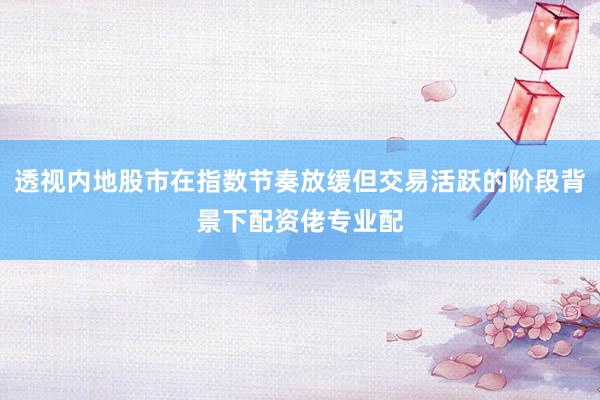 透视内地股市在指数节奏放缓但交易活跃的阶段背景下配资佬专业配