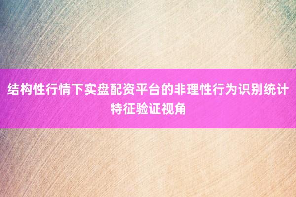 结构性行情下实盘配资平台的非理性行为识别统计特征验证视角