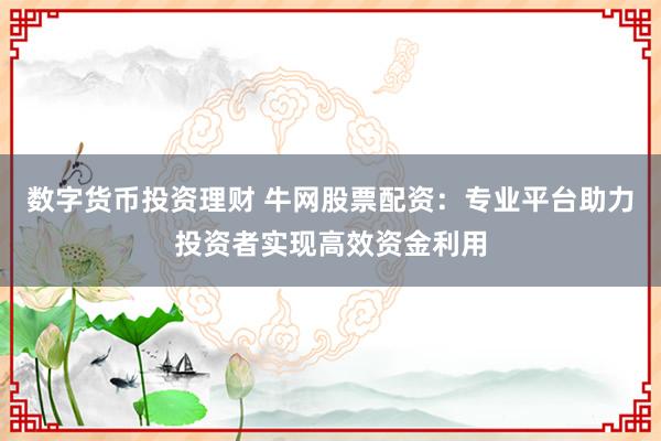 数字货币投资理财 牛网股票配资:专业平台助力投资者实现高效资金利用